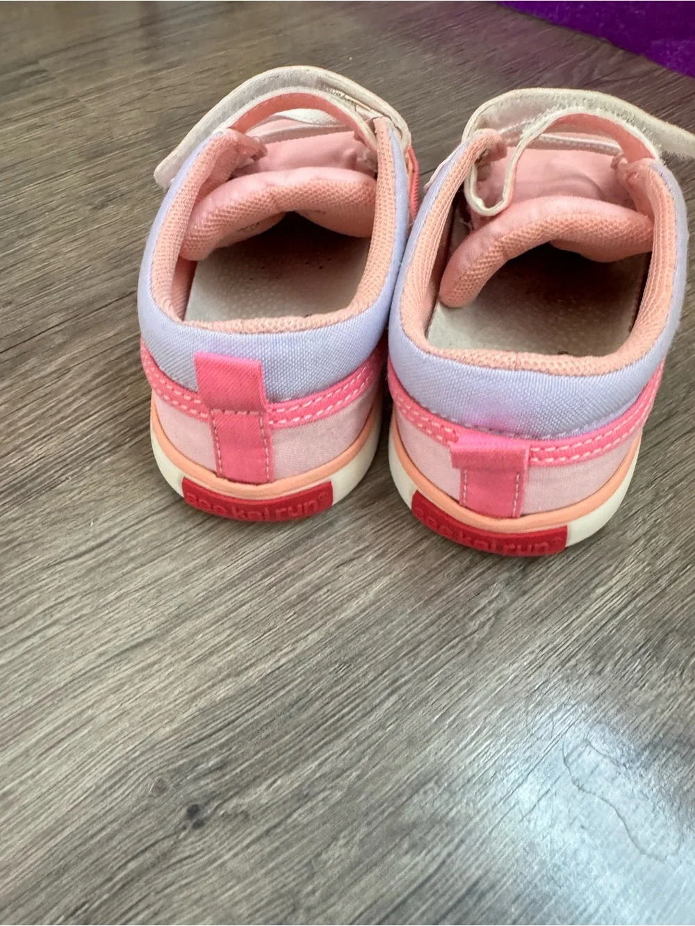 See Kai Run Pink and White Toddler Sneakers with Hook-and-Loop Strap